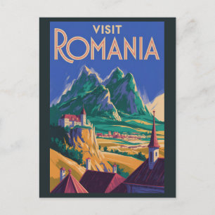 Carte Postale Illustration de paysage de Roumanie Art de voyage 