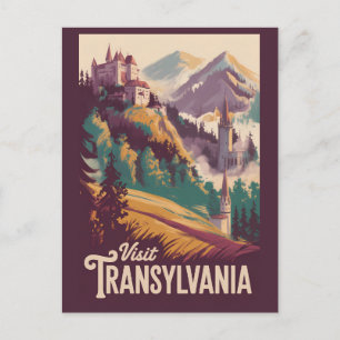 Carte Postale Illustration de paysage de Transylvanie Art de voy