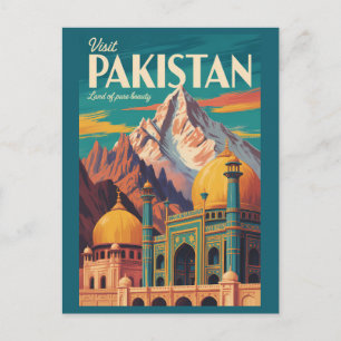 Carte Postale Illustration de paysage pakistanais Art de voyage