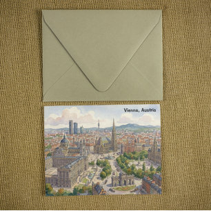 Carte Postale Illustration de paysage urbain à l'aquarelle de Vi