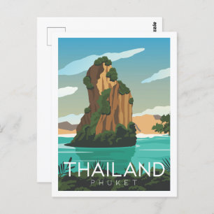 Carte Postale Illustration de Phuket Thaïlande célèbre Travel Pl
