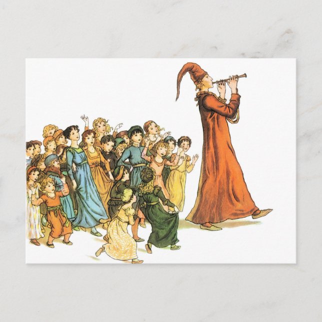 Carte Postale Illustration de Pied Piper par Kate Greenaway (Devant)