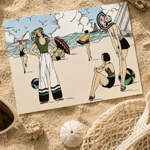 Carte Postale Illustration de plage Art Déco vintage années 1920