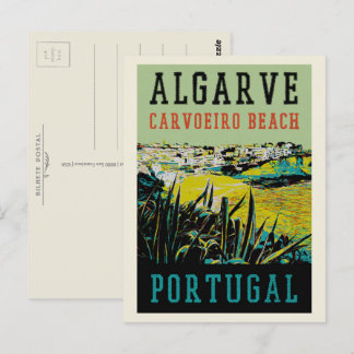 Carte Postale Illustration de plage de Carvoeiro Algarve Portuga