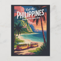 Illustration de plage vintage de voyage aux Philip