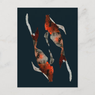 Carte Postale Illustration de poisson koi aquarelle