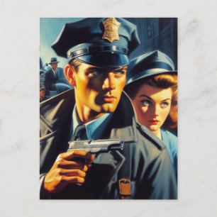 Carte Postale Illustration de police pulp vintage