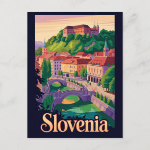 Carte Postale Illustration de pont à Ljubljana en Slovénie Art d
