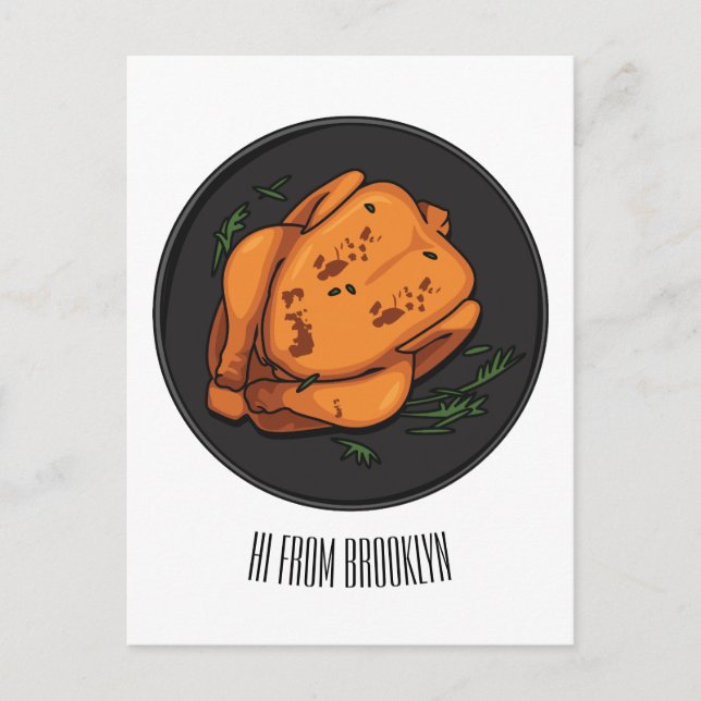 Carte Postale Illustration de poulet rôti (Devant)