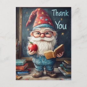 Carte Postale Illustration de remerciement - Professeur gnome mi