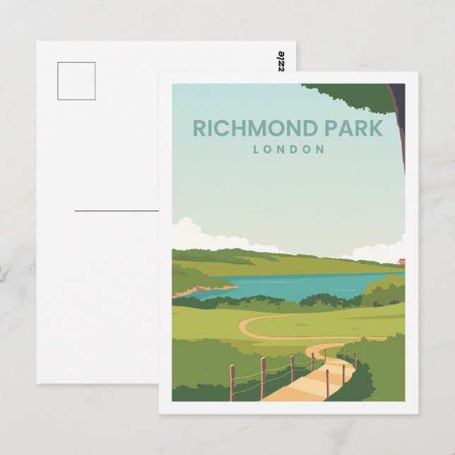 Carte Postale Illustration de Richmond Park England Travel Place (Devant / Derrière)
