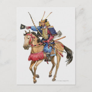 Carte Postale Illustration de Samurai à cheval