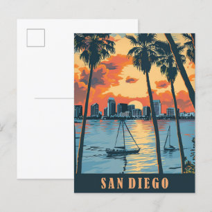 Carte Postale Illustration de San Diego California Vintage voyag