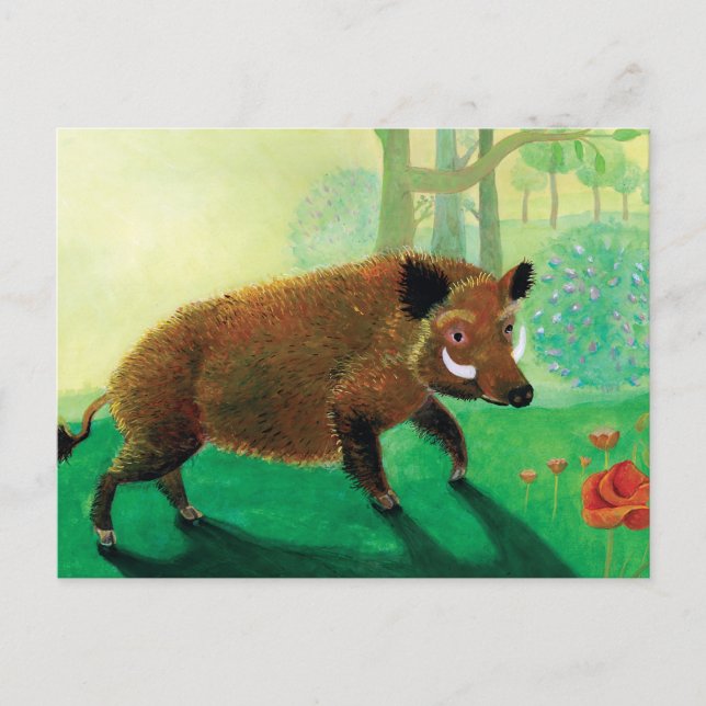 Carte Postale Illustration de sanglier (Devant)