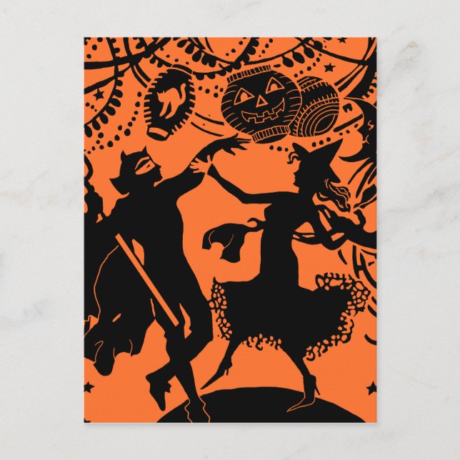 Carte Postale Illustration de silhouette de danse de sorcière di (Devant)