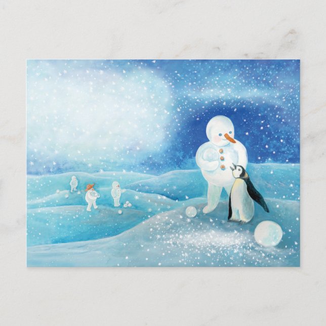 Carte Postale Illustration de Snowman et Penguin (Devant)