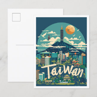 Carte Postale Illustration de Taïwan Art Vintage voyage