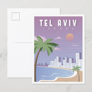 Carte Postale Illustration de Tel Aviv Israel Vintage voyage