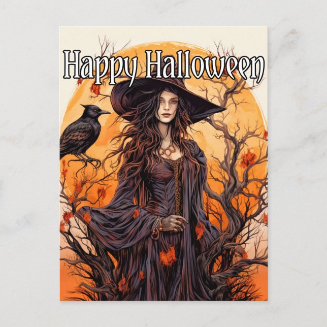 Carte Postale Illustration de témoin | Bonne Halloween (Devant)