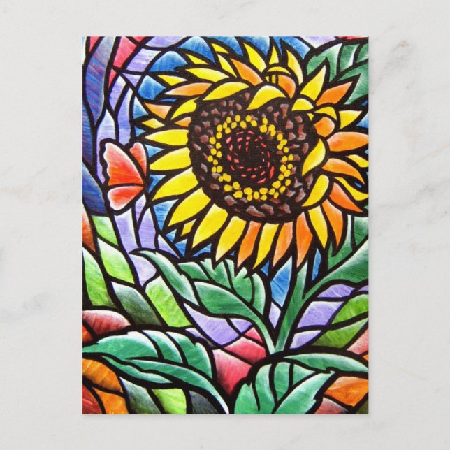 Carte Postale Illustration de tournesol jaune moderne et stylée  (Devant)