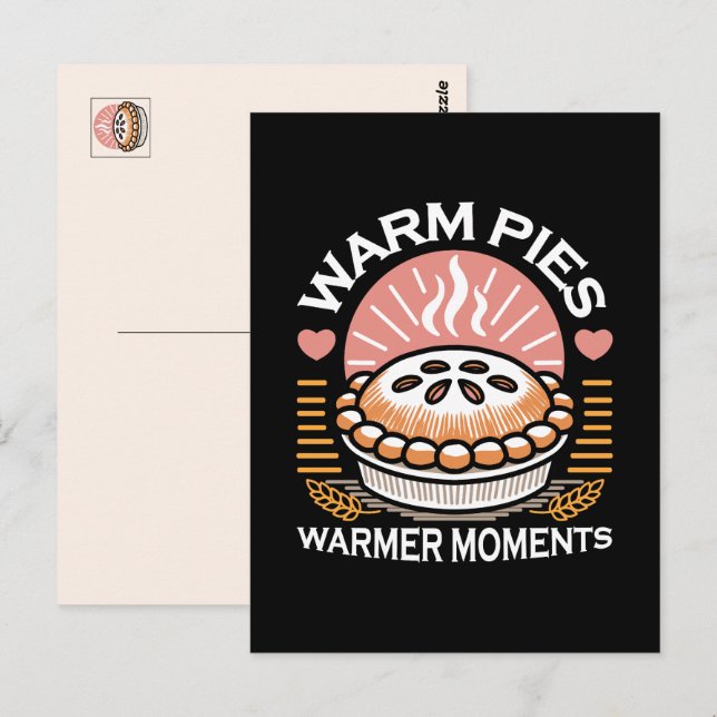 Carte Postale Illustration de tourte douillette : Pies chaudes M (Devant / Derrière)