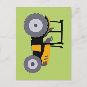 Carte Postale Illustration de tracteur jaune pour nurserie camio