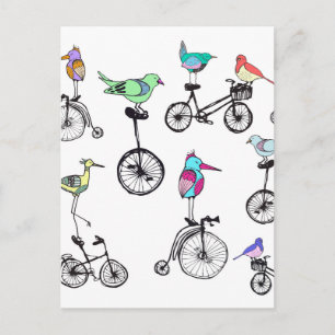 Carte Postale Illustration de vélo d'oiseau