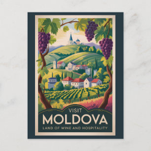 Carte Postale Illustration de vignoble de Moldavie Art de voyage