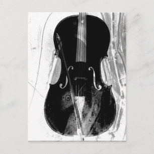 Carte Postale Illustration de violoncelle noir et blanc