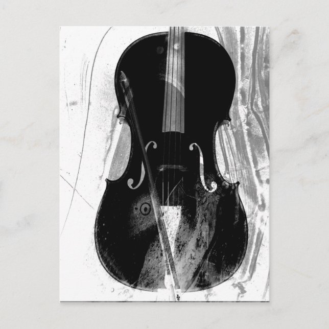 Carte Postale Illustration de violoncelle noir et blanc (Devant)