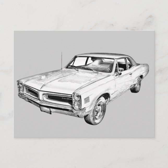 Carte Postale Illustration de voiture Pontiac Lemans 1966 (Devant)