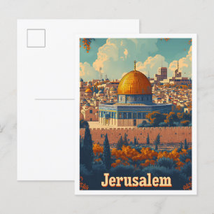 Carte Postale Illustration de voyage artistique de Jérusalem