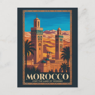 Carte Postale Illustration de voyage dans le désert marocain Art