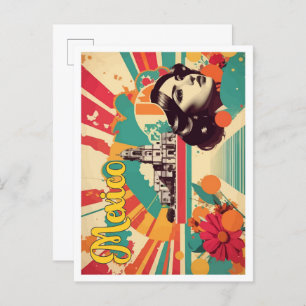Carte Postale Illustration de voyage d'art pop mexicain