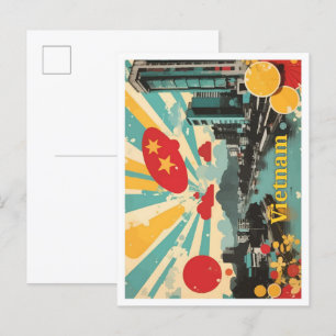 Carte Postale Illustration de voyage d'art pop vietnamien