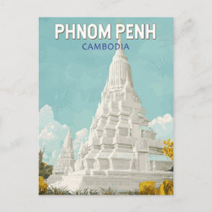 Carte Postale Illustration de voyage d'art rétro à Phnom Penh au