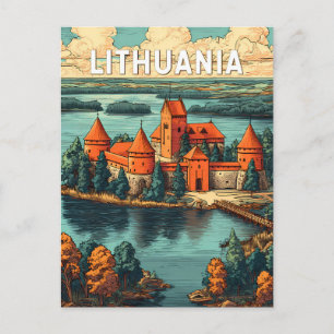 Carte Postale Illustration de voyage d'art vintage de Lituanie