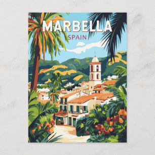 Carte Postale Illustration de voyage d'art vintage de Marbella E