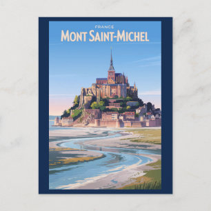Carte Postale Illustration de voyage d'art vintage de Mont Saint