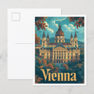 Carte Postale Illustration de voyage d'art vintage de Vienne Aut