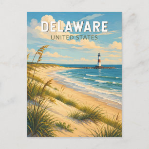 Carte Postale Illustration de voyage d'art vintage du Delaware