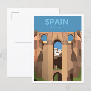 Carte Postale Illustration de voyage d'Art Vintage Ronda Espagne