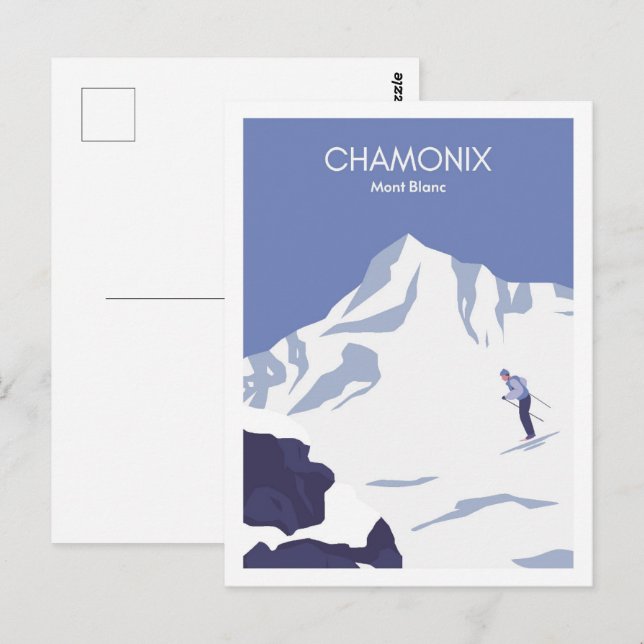 Carte Postale Illustration de voyage de Chamonix Mont Blanc Fran (Devant / Derrière)