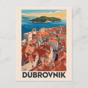 Carte Postale Illustration de voyage de Dubrovnik Croatie Art Vi