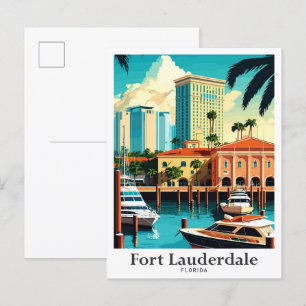 Carte Postale Illustration de voyage de Fort Lauderdale en Flori