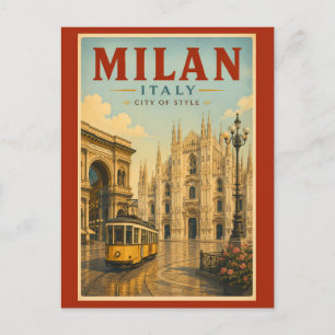 Carte Postale Illustration de voyage de la cathédrale de Milan I