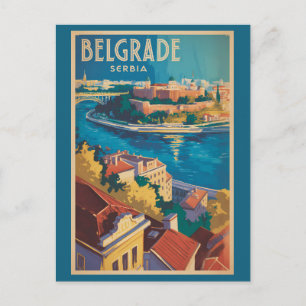Carte Postale Illustration de voyage de la rivière de Belgrade S