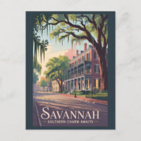 Illustration de voyage de Savannah Géorgie Art vin