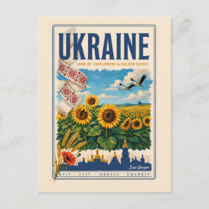 Carte Postale Illustration de voyage du dôme doré du tournesol d