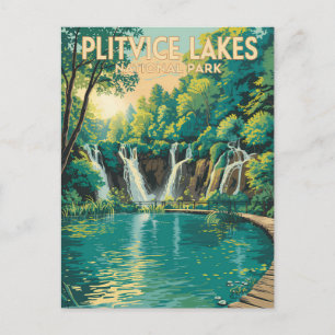 Carte Postale Illustration de voyage du parc national des lacs d